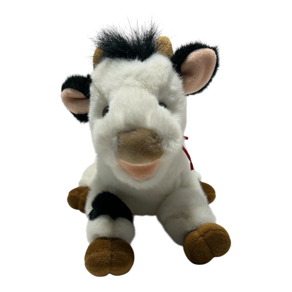 Gund Cow Daisy Black White Plush 10” 1993 Red Ribbon Bow